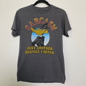 Looney Tunes Daffy Duck Sarcasm T-Shirt Warner Bros Gray Womens Small‎